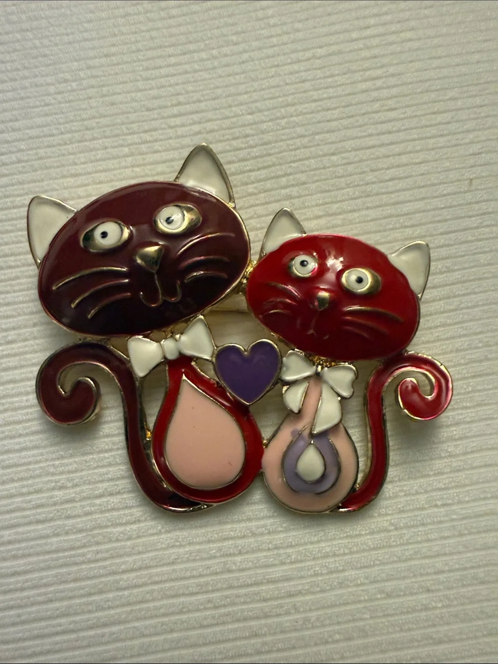 Cat Duo Enamel Brooch - Women’s jewelry